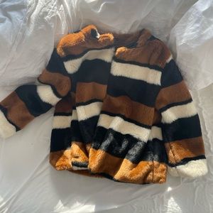 Dixie faux fur coat multicolor made in Florence Italy.